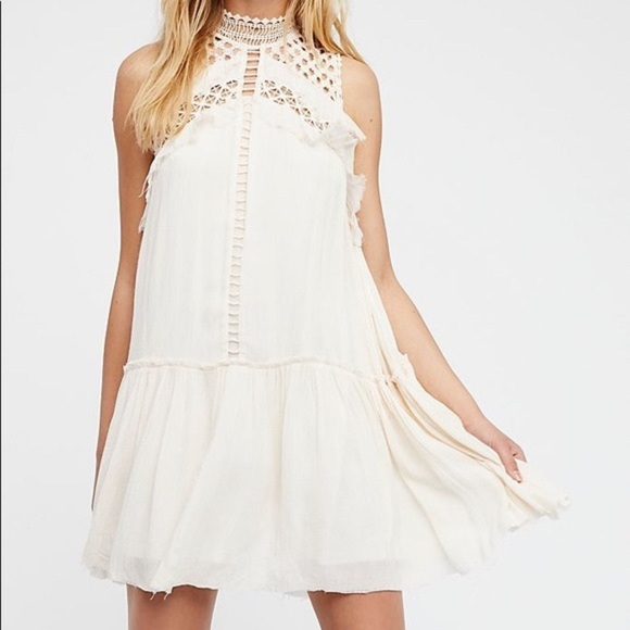 Free People Dresses & Skirts - Free People FP One Ma Jolie Mini Dress Boho Festival Cream Crochet Size Medium